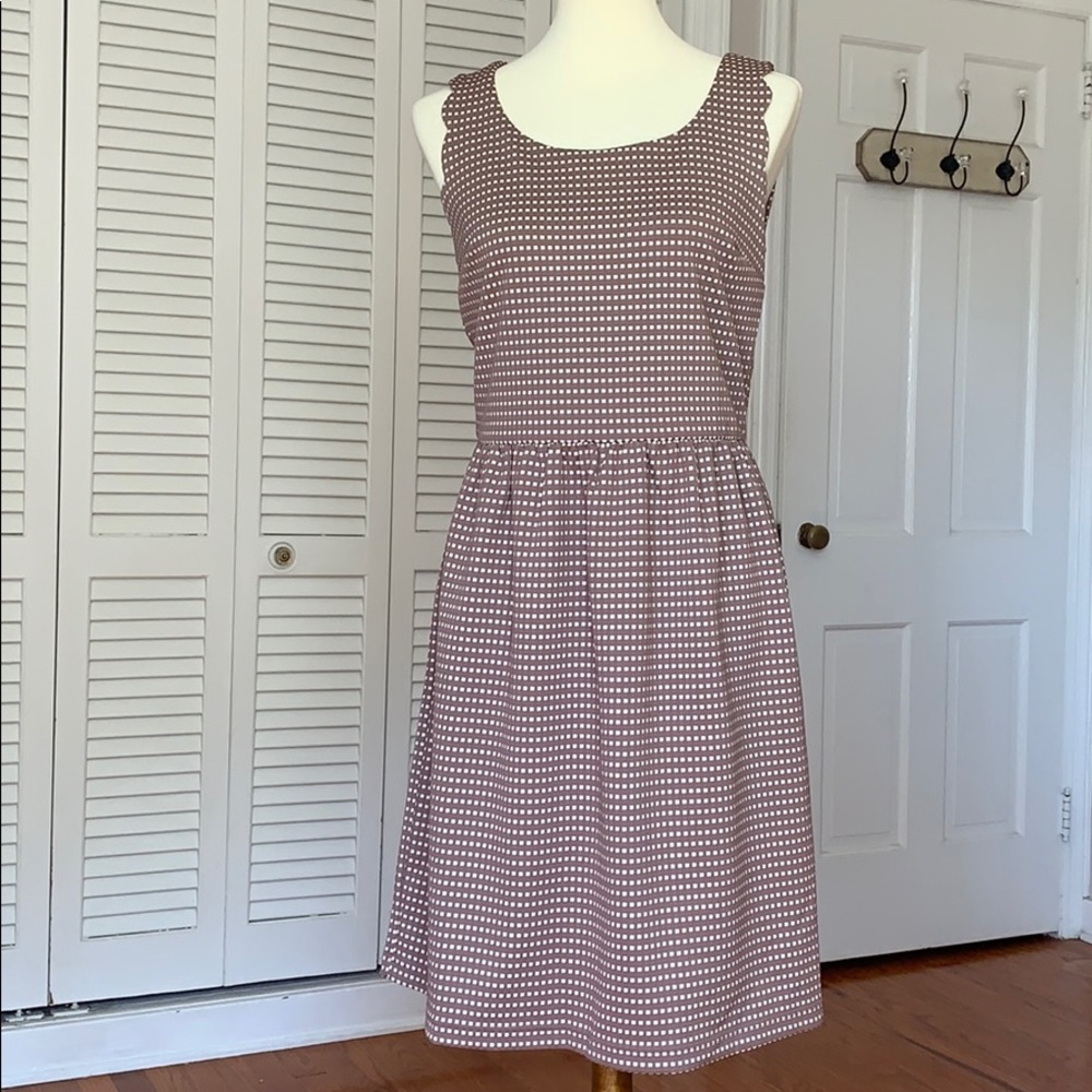 LOFT Mauve Dot Sleeveless Fit-and-Flare Dress